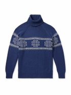 Brunello Cucinelli - Intarsia-Knit Cashmere Rollneck Sweater - Blue