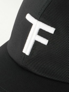 TOM FORD - Logo-Embroidered Leather-Trimmed Cotton-Twill Baseball Cap - Black