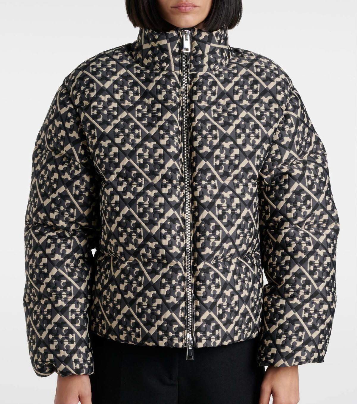 アウターその他 TORY BURCH Women Outer 164455 002 Black Nylon Logo Zip Top: Women's Designer Tops | Tory Burch