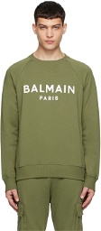 Balmain Khaki Paris Print Sweatshirt