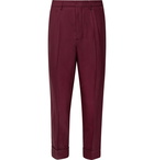 AMI - Slim-Fit Tapered Pleated Stretch-Twill Trousers - Burgundy