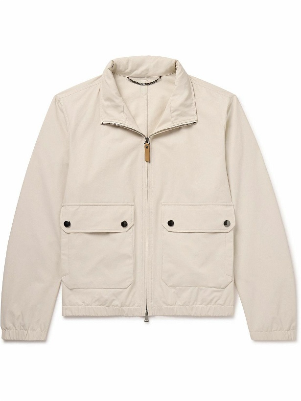 Photo: Canali - Cotton-Blend Twill Hooded Bomber Jacket - Neutrals