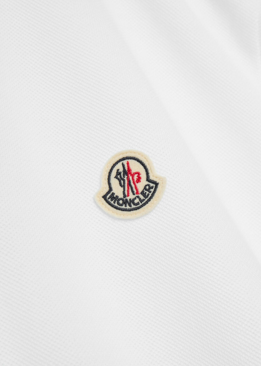 Moncler Logo-appliquéd Piqué Cotton Polo Shirt White