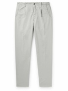 Incotex - Tapered Pleated Stretch-Cotton Trousers - Gray