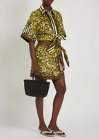 Alemais Mona Printed Hemp Mini Wrap Skirt Yellow