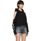 Marcelo Burlon County of Milan Black Oversized Python Cropped Hoodie