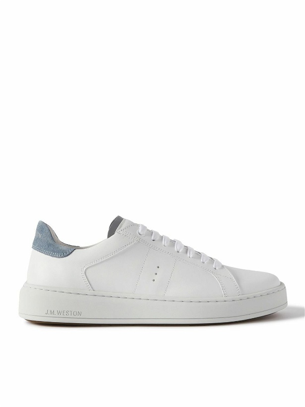 Photo: J.M. Weston - Suede-Trimmed Leather Sneakers - White