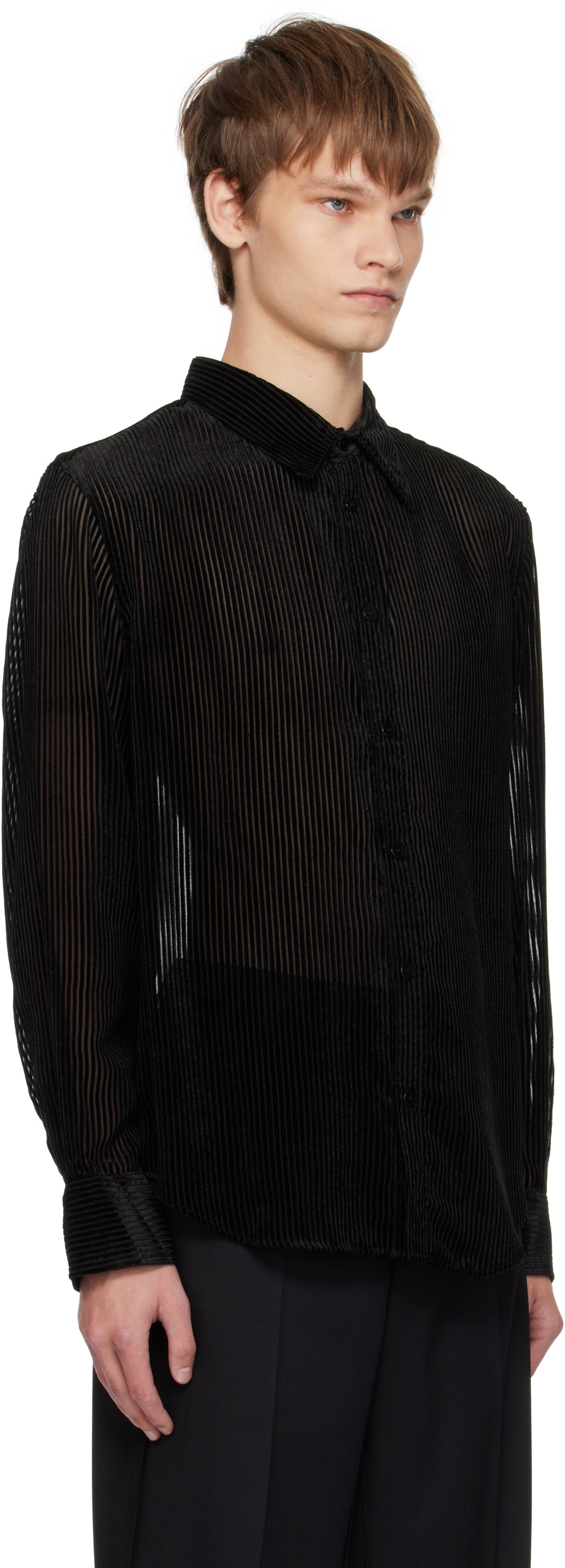 LGN Louis Gabriel Nouchi Black Striped Shirt
