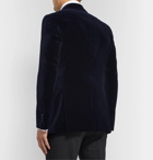 Favourbrook - Brown Slim-Fit Faille-Trimmed Cotton-Velvet Tuxedo Jacket - Blue