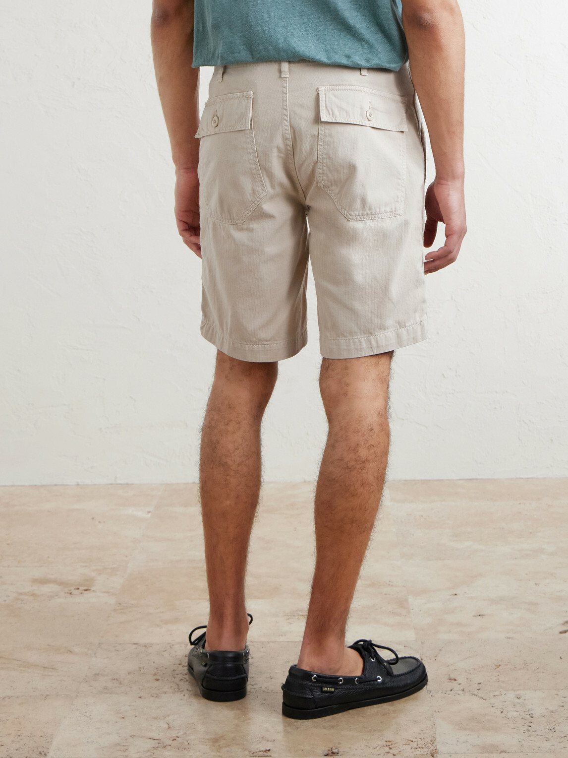 Hartford - Fatigue Straight-Leg Herringbone Cotton Shorts - Neutrals