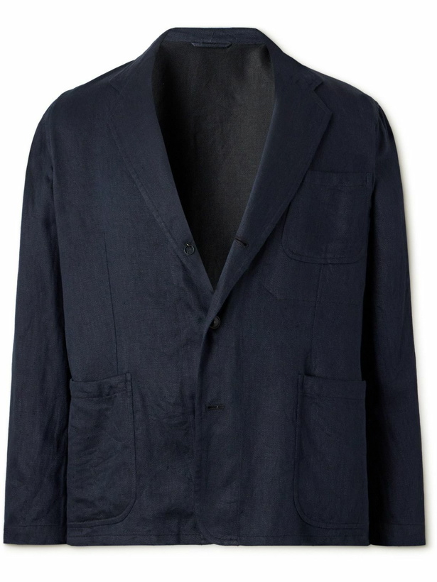 Photo: Kaptain Sunshine - Unstructured Linen Suit Jacket - Blue