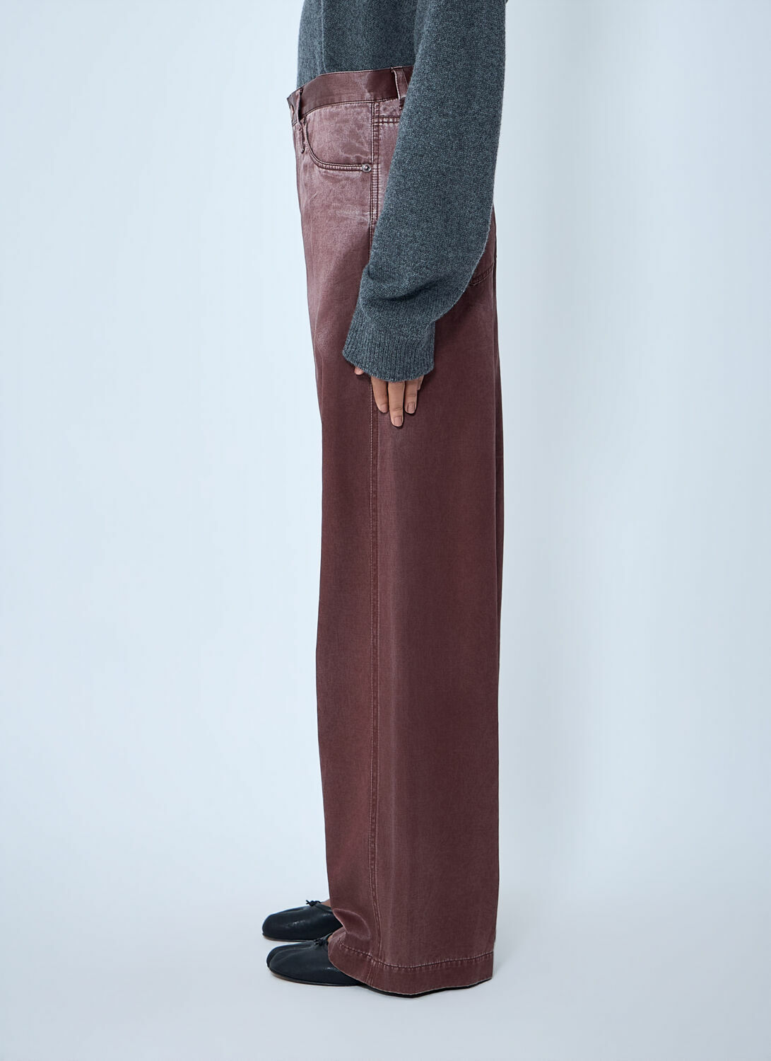 Issey Miyake Satin Wide-Leg Jeans