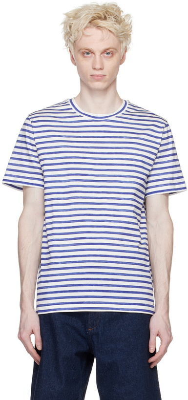 Photo: A.P.C. White & Blue Marineiho T-Shirt