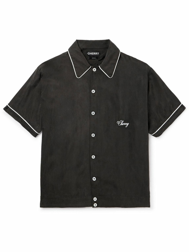 Photo: Cherry Los Angeles - Smoking Logo-Embroidered Voile Shirt - Black