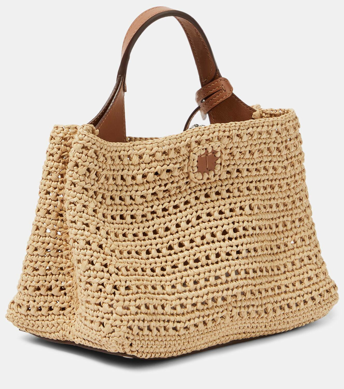 【TOD'S】Logo raffia tote bag ラフィアトート Woman BROWN Shopping Bag in Raffia and Leather Mini