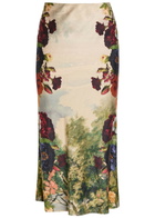 Alice + Olivia Maeve Floral-print Satin Midi Skirt Multicoloured