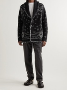 Alanui - Shawl-Collar Bandana-Jacquard Cashmere Cardigan - Black