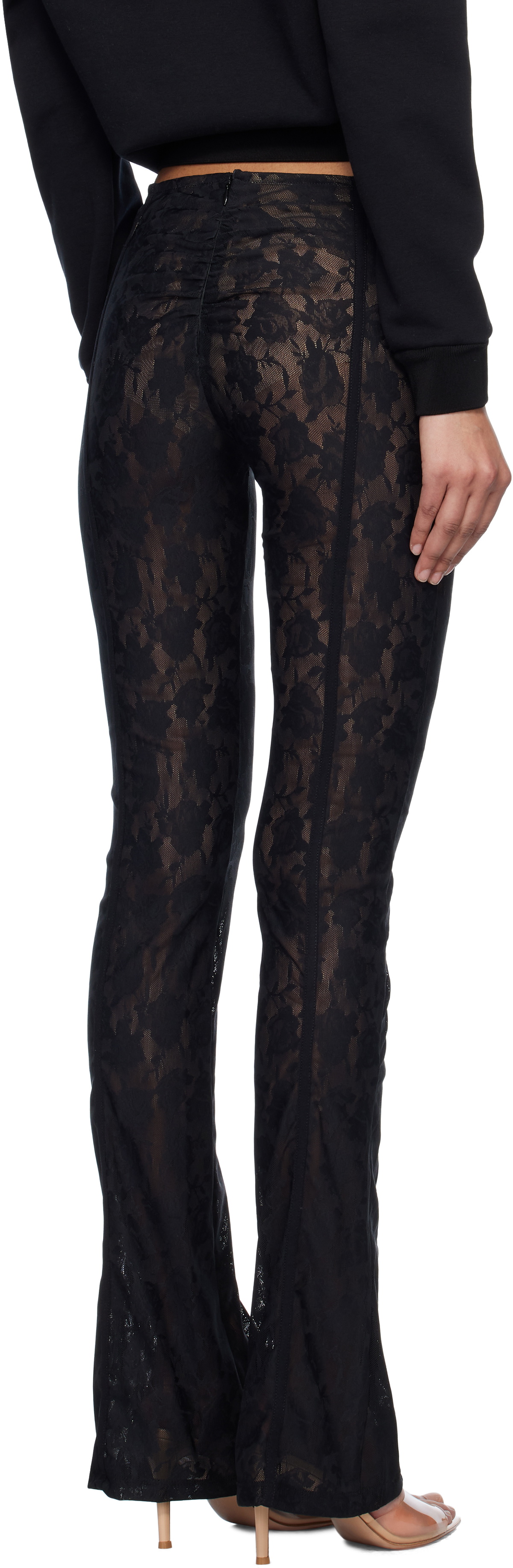 MISBHV Black Stella Flared Lace Trousers