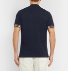 Brunello Cucinelli - Slim-Fit Contrast-Trimmed Cotton-Piqué Polo Shirt - Men - Midnight blue