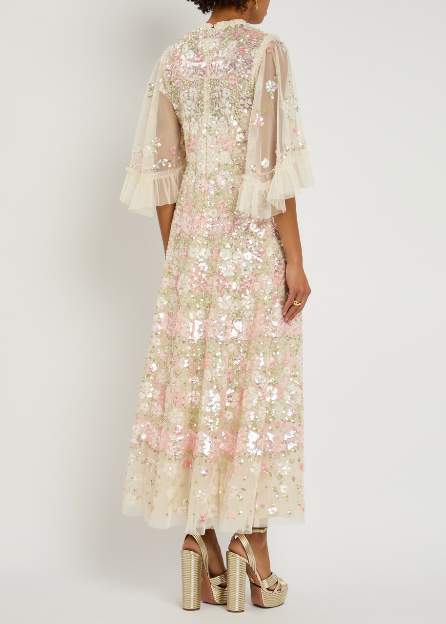 Needle & Thread Garden Delight Embellished Tulle Gown Cream