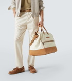 Brunello Cucinelli Leather-trimmed canvas duffel bag