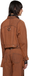 Parnell Mooney SSENSE Exclusive Red Overdyed Denim Jacket