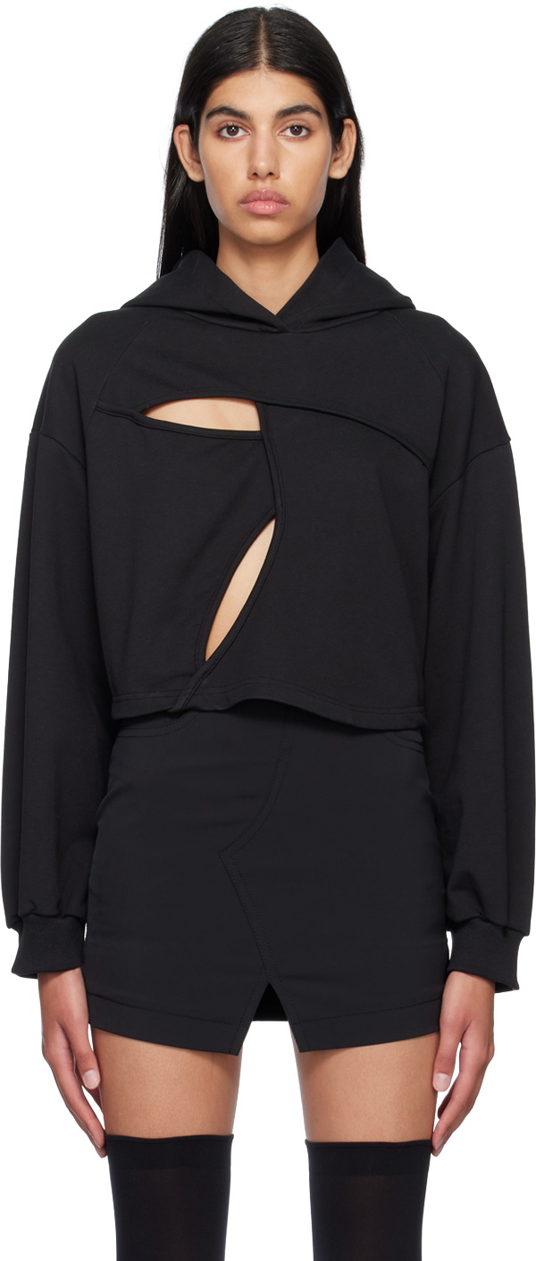 J KOO Black Cutout Hoodie