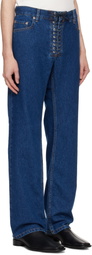 Ludovic de Saint Sernin Blue Straight Legs Lace Up Jeans
