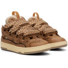 Lanvin Brown Faux-Raffia Curb Sneakers