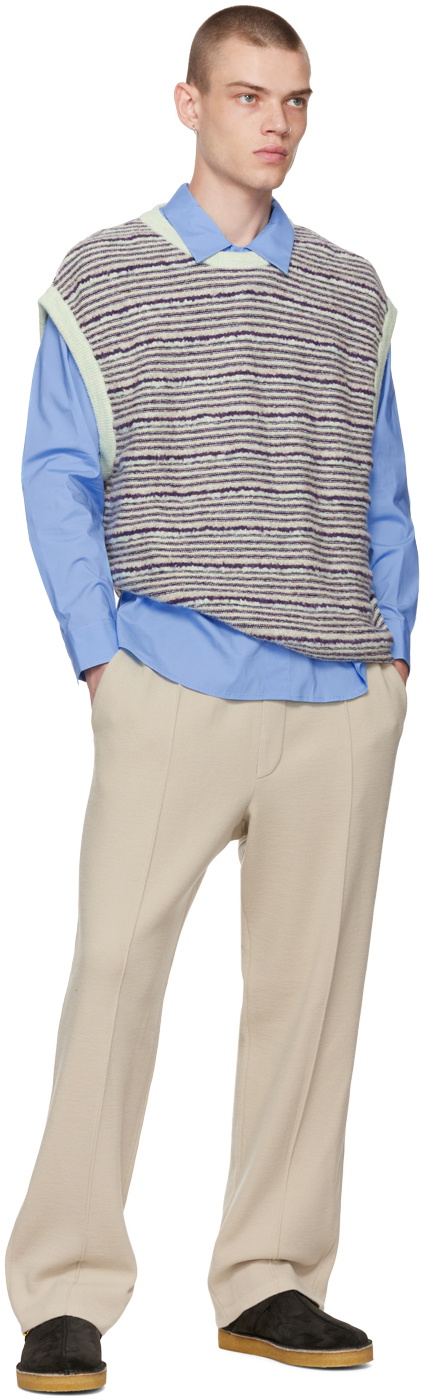 Solid Homme Purple Striped Vest