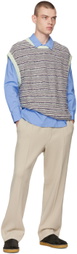 Solid Homme Purple Striped Vest