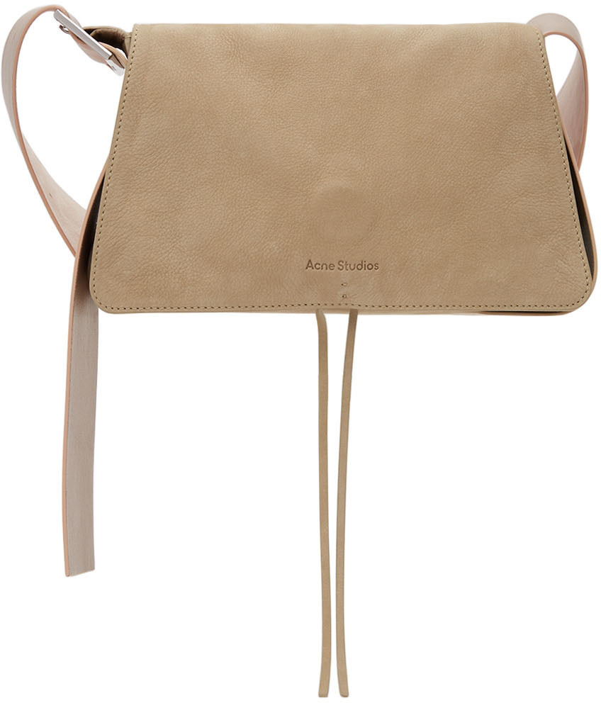 Acne Studios: Taupe & Pink Leather Shoulder Bag