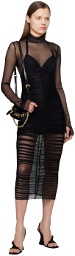 Versace Jeans Couture Black Curl Plaque Midi Dress
