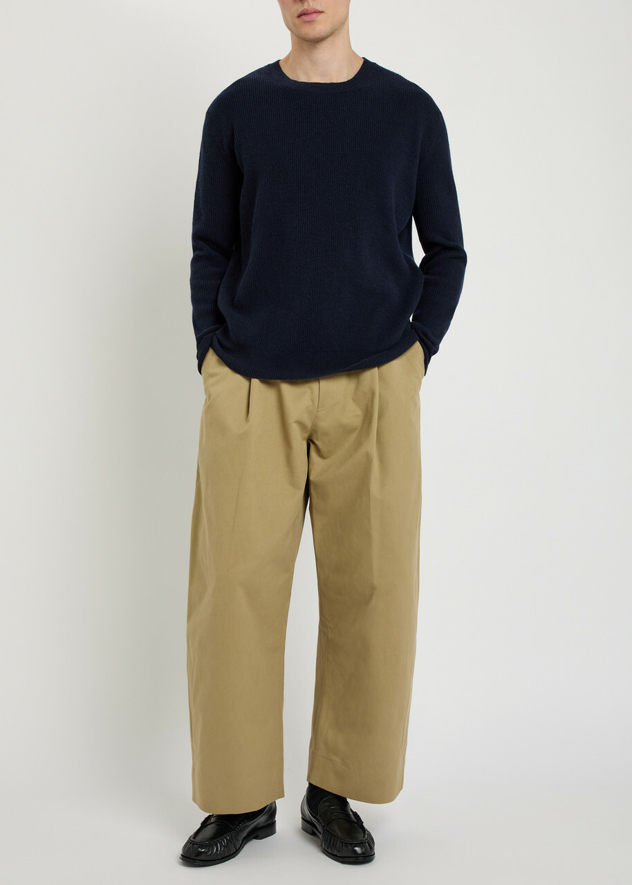 Studio Nicholson Peached Pleated Wide-leg Cotton-twill Trousers