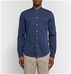 Boglioli - Slim-Fit Grandad-Collar Striped Cotton Shirt - Men - Navy