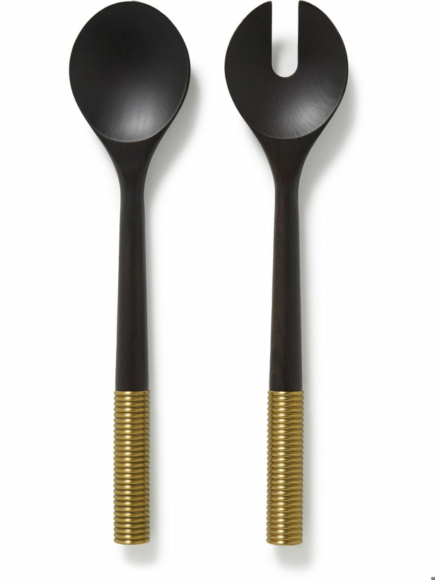 Photo: L'Objet - Alhambra Set of Two Smoked Ash and Gold-Tone Serving Spoons