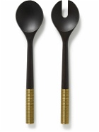 L'Objet - Alhambra Set of Two Smoked Ash and Gold-Tone Serving Spoons