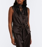 SIR Lula fringed scarf-detail silk top