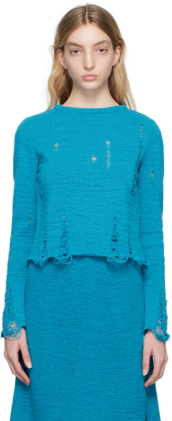 Photo: Song for the Mute Blue Distressed Crewneck