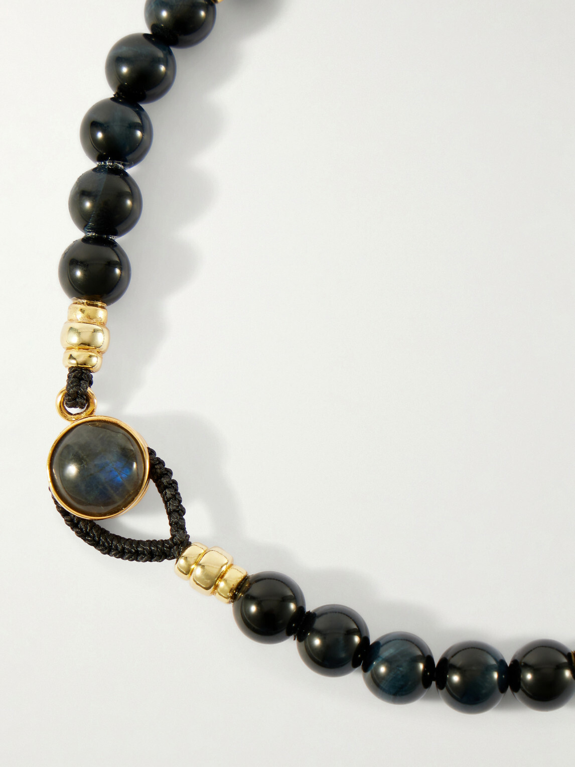 Mikia - Circle 8 Gold-Plated Sterling Silver, Tiger's eye and Blue Labradorite Beaded Bracelet - Blue