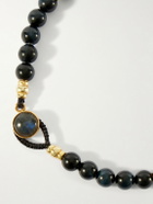 Mikia - Circle 8 Gold-Plated Sterling Silver, Tiger's eye and Blue Labradorite Beaded Bracelet - Blue