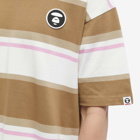 Men's AAPE Now Silicone Badge Stripe T-Shirt in Beige/Snow White