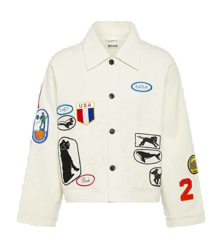 Photo: Bode Cambridge patch-appliqué cotton canvas jacket