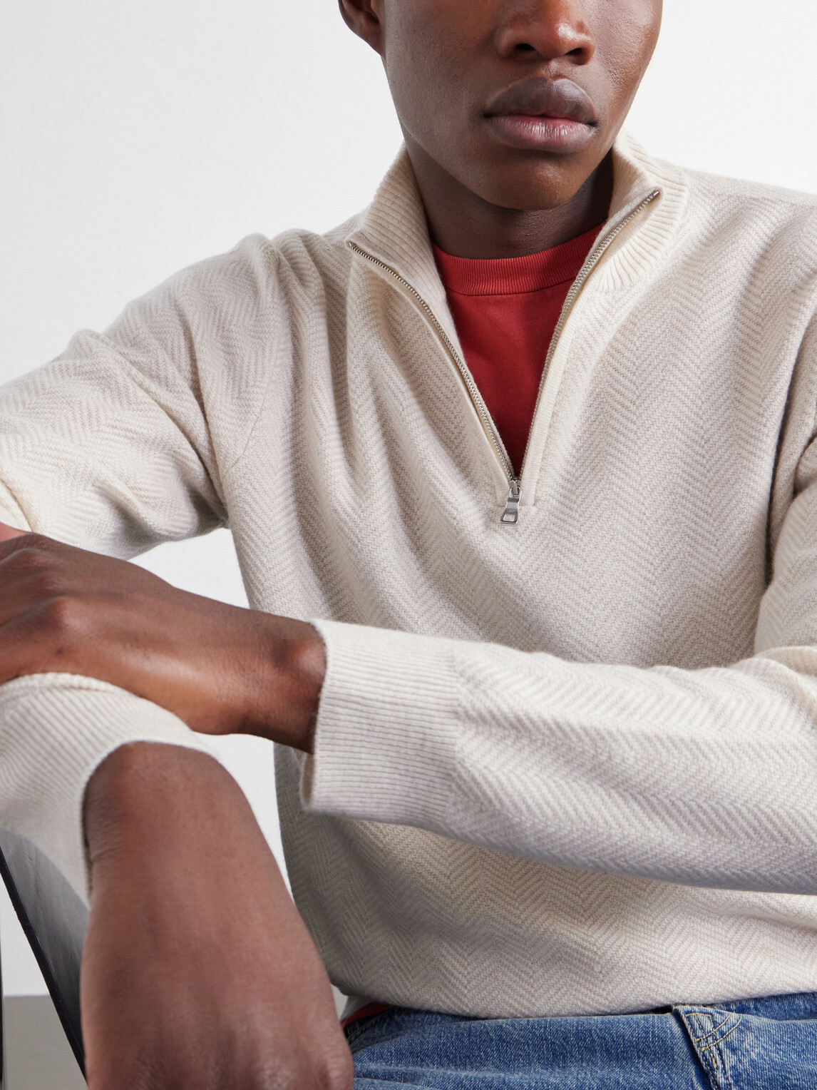 Mr P. - Wool and Cashmere-Blend Half-Zip Sweater - Neutrals