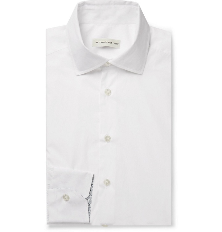 Photo: Etro - White Slim-Fit Cotton-Poplin Shirt - White