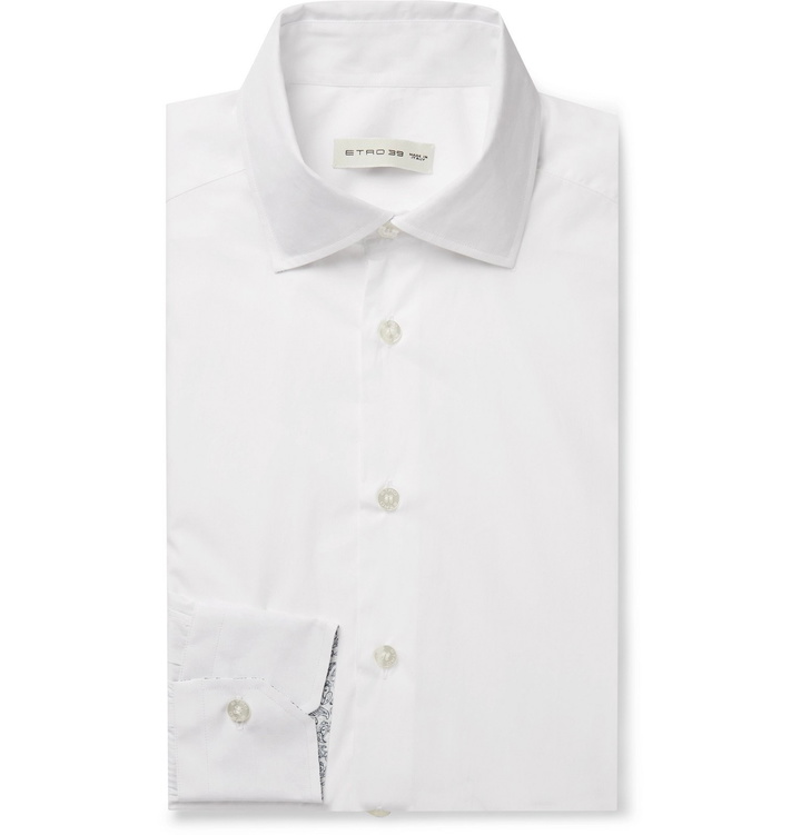 Photo: Etro - White Slim-Fit Cotton-Poplin Shirt - White