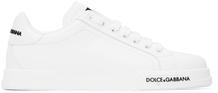 Photo: Dolce & Gabbana White Leather Sneakers