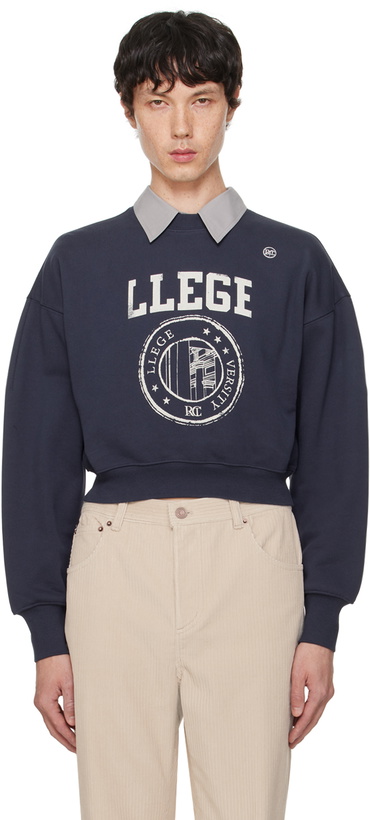 Photo: Recto Navy 'LLEGE' Logo Hoodie