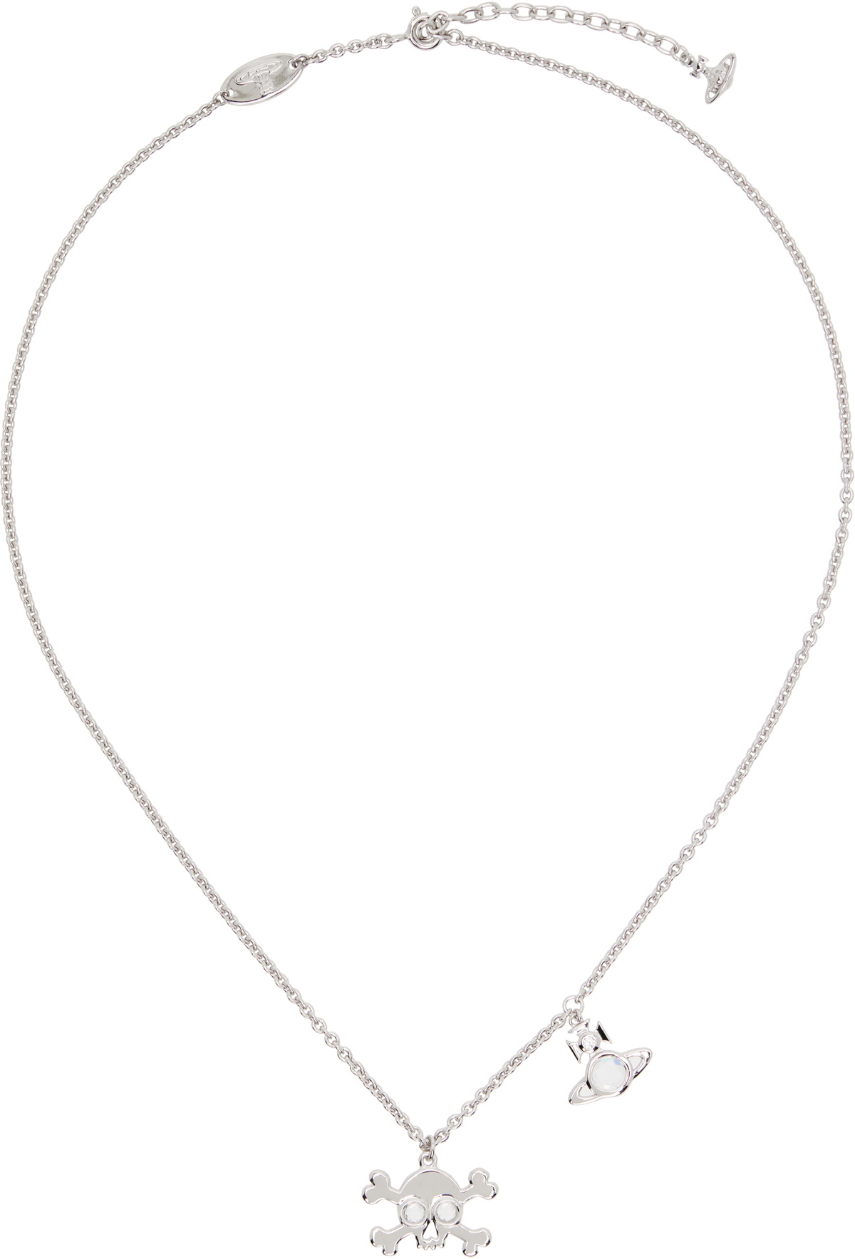 【Vivienne Westwood】Trudy pendant Man. Trudy Pendant Necklace in RUTHENIUM-PLATINUM-BLACK-CZ