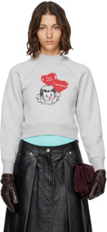 WILLY CHAVARRIA Gray 'PAYASADAS!' Shrunken Crew Sweatshirt
